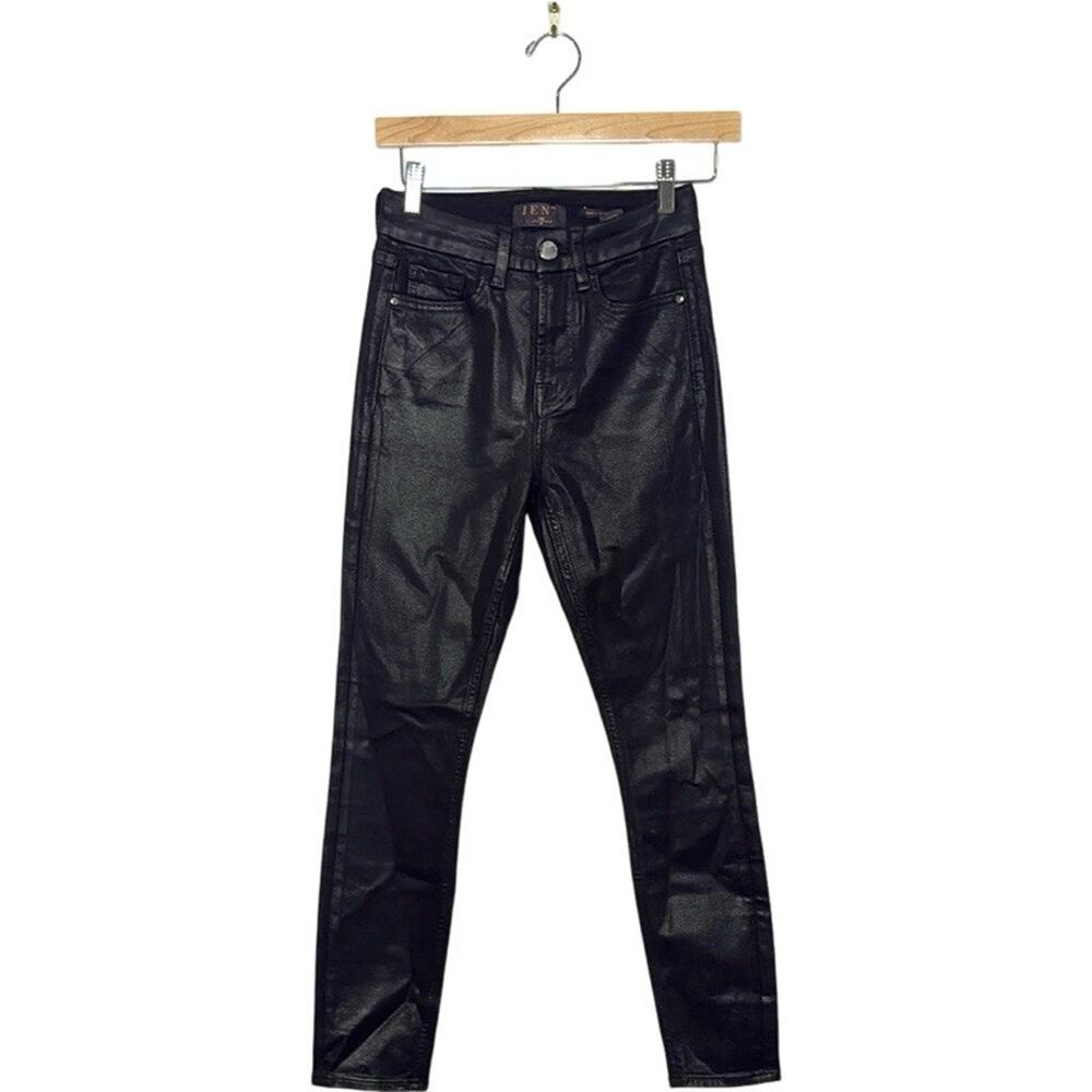Jen7 by 7 For All Mankind Coated Ankle Skinny Jeans Black Size 0 - Picture 1 of 6